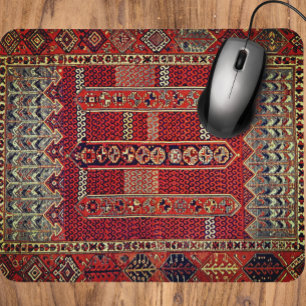 Antique Oriental rug design in oranges Mouse Mat