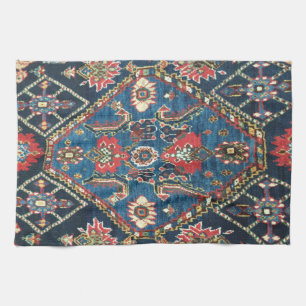 Antique Oriental Turkish Persian Blue Texture Tea Towel