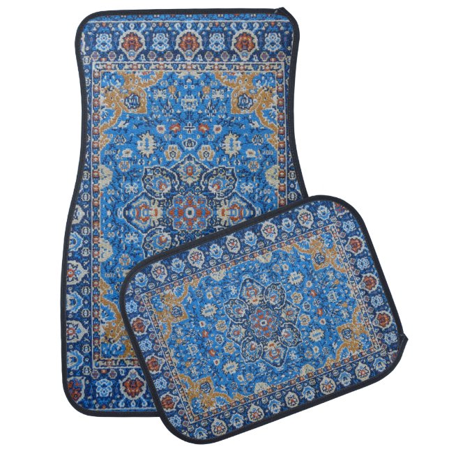 Antique Oriental Turkish Persian Carpet Blue Car Mat (Set)