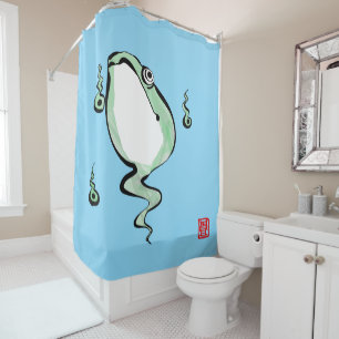 Antique Origin Story Grumpy Frog Japanese Toad Shower Curtain