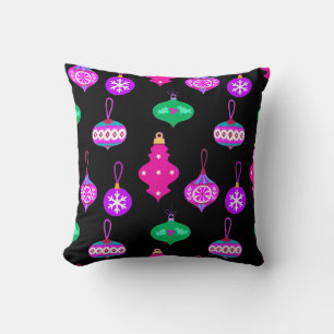 Antique Ornament Pattern in Pink, Teal and Black  Cushion