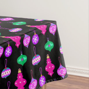 Antique Ornament Pattern in Pink, Teal and Black Tablecloth