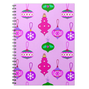 Antique Ornament Pattern in Pink, Teal and Orchid Notebook