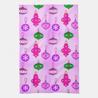 Antique Ornament Pattern in Pink, Teal and Orchid Tea Towel