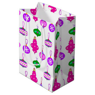 Antique Ornament Pattern in Pink, Violet and Teal Medium Gift Bag