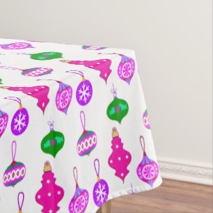 Antique Ornament Pattern in Pink, Violet and Teal Tablecloth
