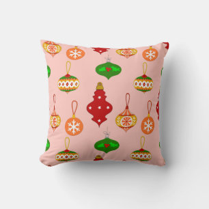 Antique Ornament Pattern in Red, Green and Pink Cushion