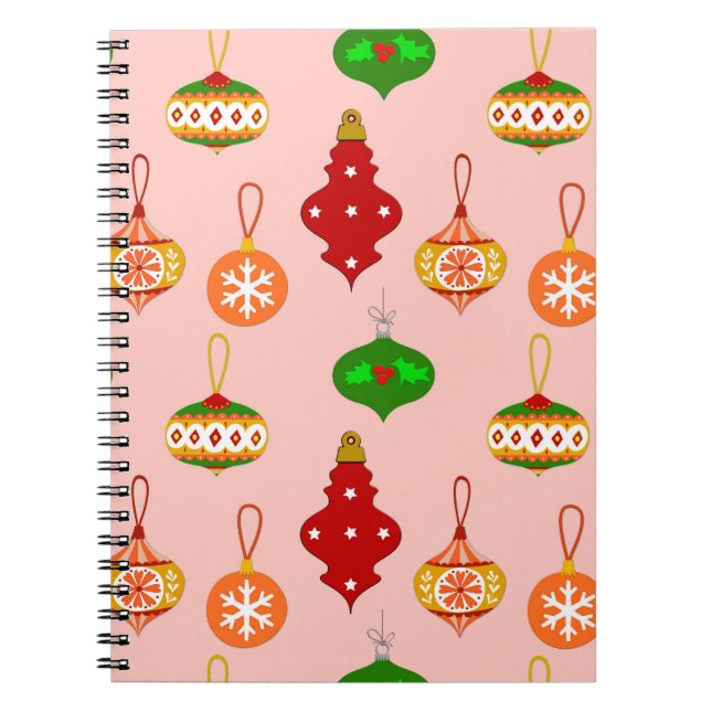 Antique Ornament Pattern in Red, Green and Pink Notebook (Front)