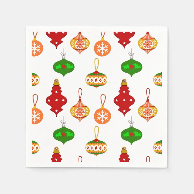 Antique Ornament Pattern in Red, Green and White Napkin (Front)