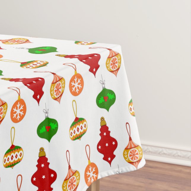 Antique Ornament Pattern in Red, Green and White Tablecloth (In Situ)