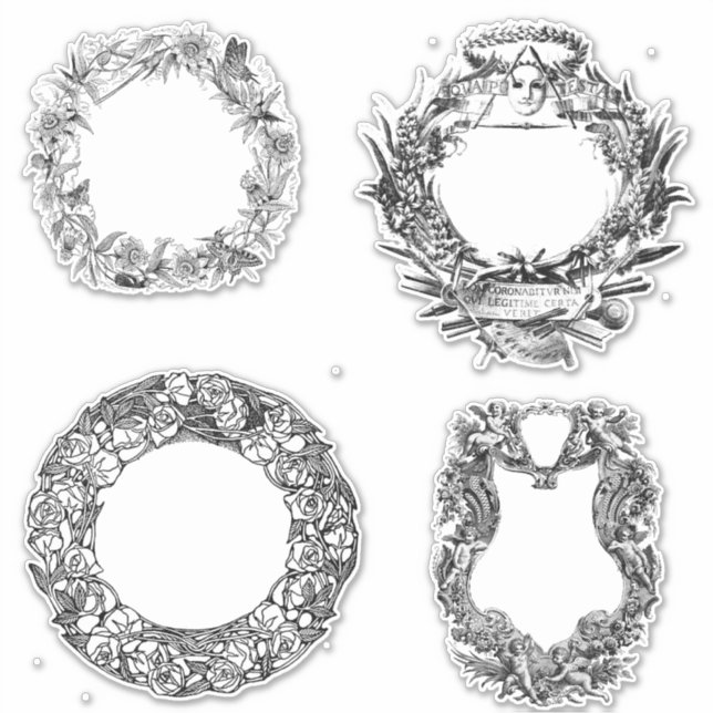 Antique Ornamental flower angel frames Art (Front)