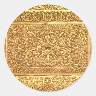 Antique Ornamental Golden Floral Pattern Classic Round Sticker