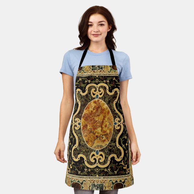 Antique Ornamental Italian Gemstone Pattern Apron (Worn)