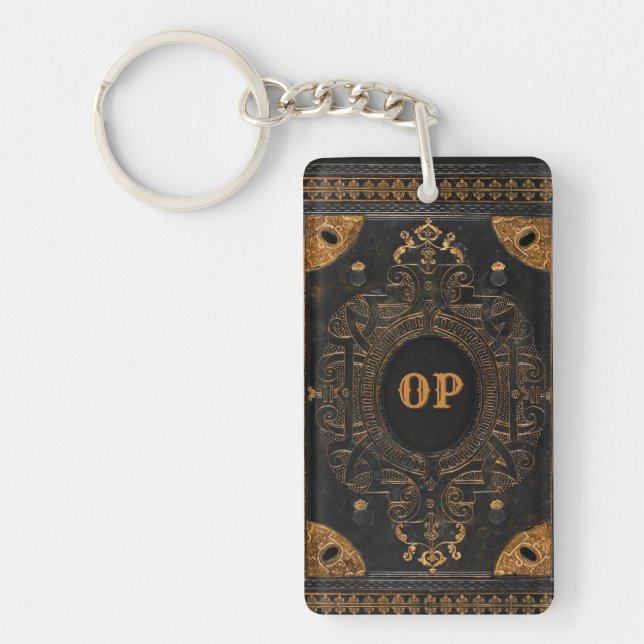 Antique Ornamental Keychain with your Monogram (Front)