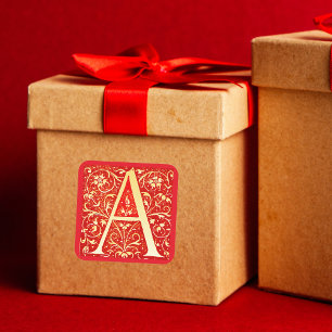 Antique ornamental monogram - capital A Square Sticker