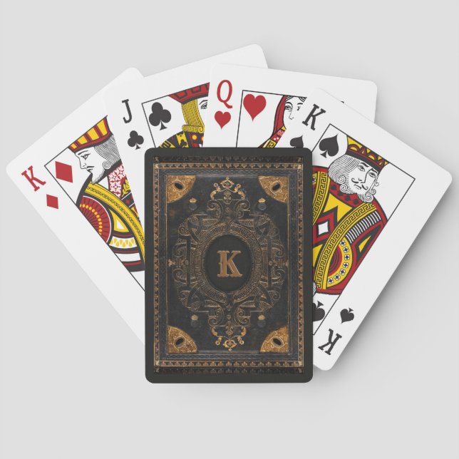 Antique Ornamental with your Monogram Playing Cards (Back)