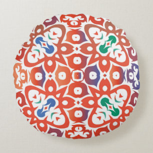 Antique ornate tiles talavera mexico. Hand drawn d Round Cushion