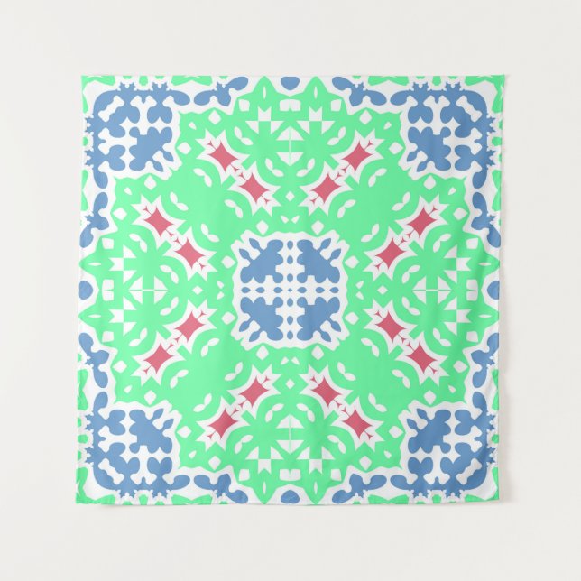 Antique ornate tiles talavera mexico. Set of vinta Tapestry (Front)