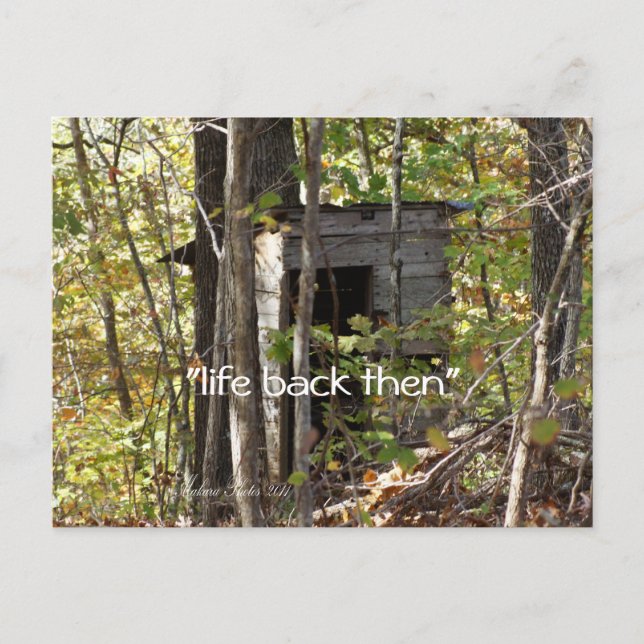 antique Outhouse in the woods- customise Postcard (Front)