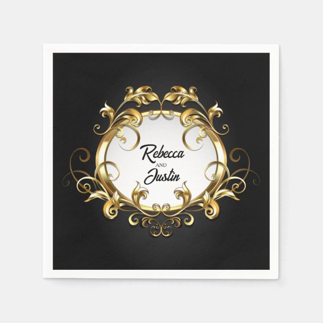 Antique Oval Banner Modern Boho Napkins (Front)