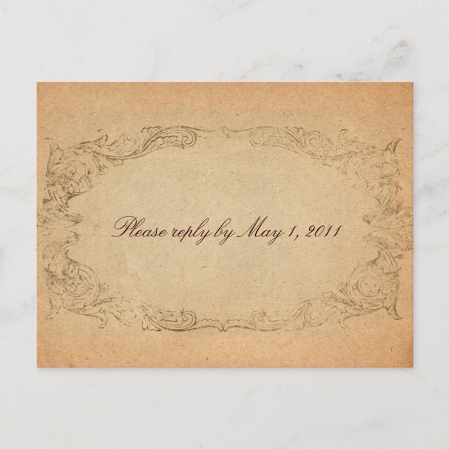 Antique Oval Parchment RSVP Invitation Postcard (Front)
