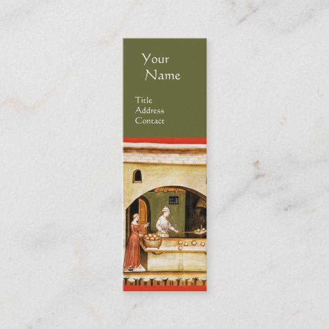 ANTIQUE OVEN  BAKER ,BAKERY BREAD SHOP MONOGRAM MINI BUSINESS CARD (Front)