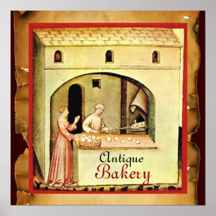ANTIQUE OVEN BAKER ,BAKERY BREAD SHOP POSTER