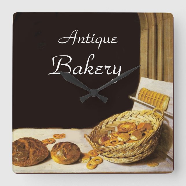 ANTIQUE OVEN  BAKER ,BAKERY BREAD SHOP SQUARE WALL CLOCK (Front)