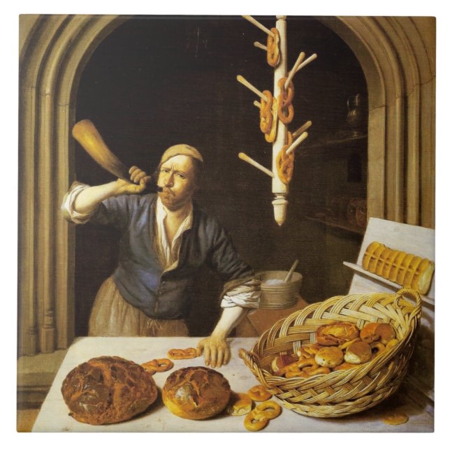 ANTIQUE OVEN  BAKER ,BAKERY BREAD SHOP TILE (Front)