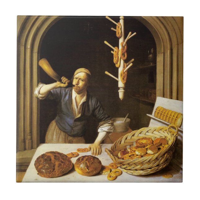 ANTIQUE OVEN  BAKER ,BAKERY BREAD SHOP TILE (Front)