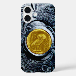 ANTIQUE OWL GOLD COIN WITH SILVER GRIFFONS iPhone 16 CASE