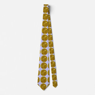 ANTIQUE OWL Gold Greek Coin Light Blue Tie