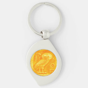 ANTIQUE OWL ,Gold Yellow Key Ring