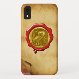 ANTIQUE OWL GOLD YELLOW RED WAX SEAL parchment iPhone XR Case