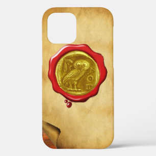 ANTIQUE OWL GOLD YELLOW RED WAX SEAL parchment iPhone 12 Case
