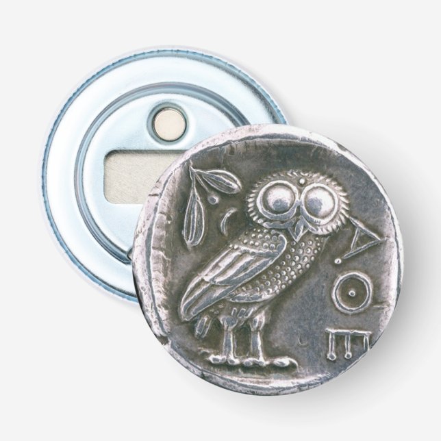 ANTIQUE OWL SILVER COIN BOTTLE OPENER (Front)