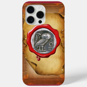 ANTIQUE OWL SILVER RED WAX SEAL parchment iPhone 15 Pro Max Case
