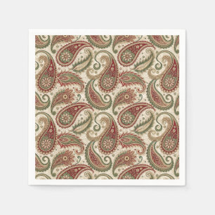 Antique Paisley & Floral Scroll Damask Textile Art Napkin