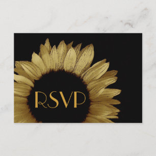Antique Pale Gold Sunflower RSVP Wedding Small Card
