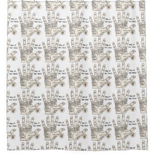 Antique Palm Reader Hand Diagram: Palmistry Shower Curtain