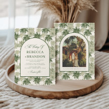 Antique Palm Tree Toile De Jouy Beach Wedding