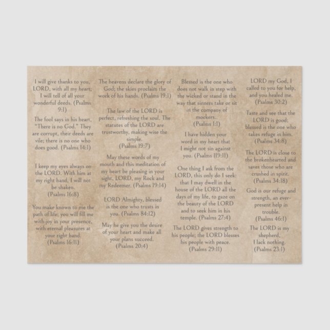 Antique Paper Bible Psalm Verses for Journals  (Front)