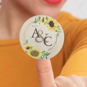 Antique Paper • Elegant Modern Wedding Classic Round Sticker