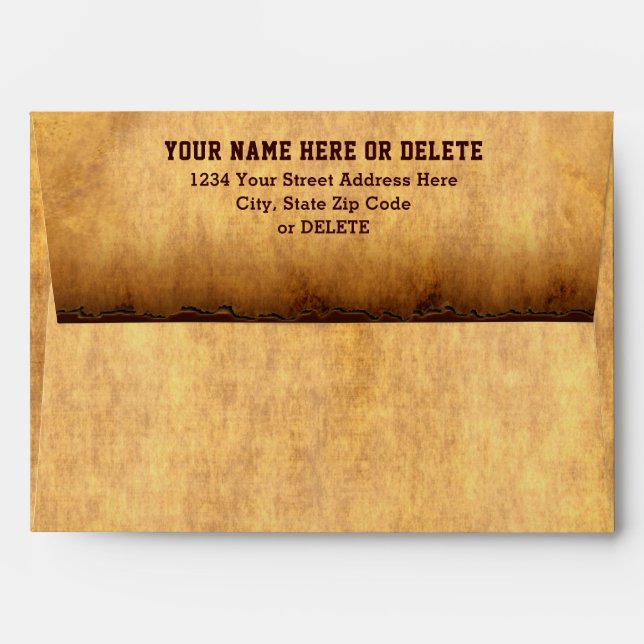 Antique Paper Look Personalised Rustic Envelopes (Back (Top Flap))