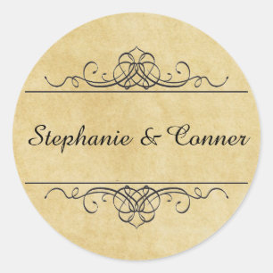 Antique Paper Names - Circle Sticker