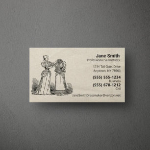 Antique Paper Old Fashion Seamstress Dressmaker  Business Card