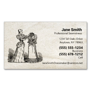 Antique Paper Old Fashion Seamstress Dressmaker Magnetic Business Card
