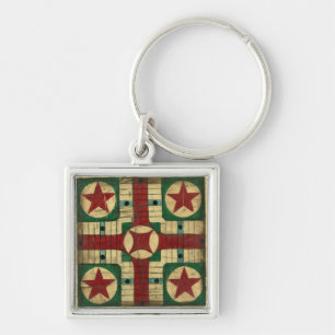 Antique Parcheesi Game Board by Ethan Harper Key Ring