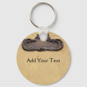 Antique Parchment and Brass Plaque Key Ring