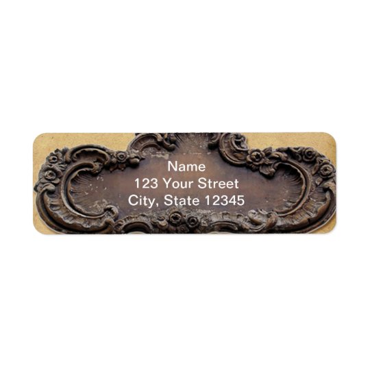 Antique Parchment and Brass Plaque Return Address Return Address Label